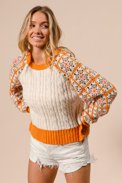 Cute Crochet Sleeve Sweater