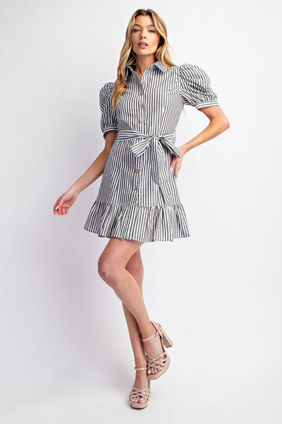 Cotton Stripe Shirt Dress