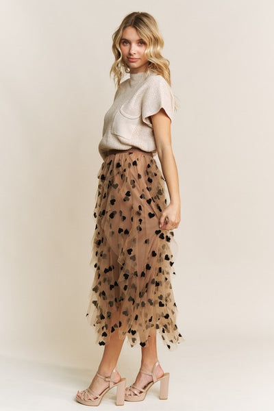 Velvet Heart Flocked Mesh Tulle Skirt