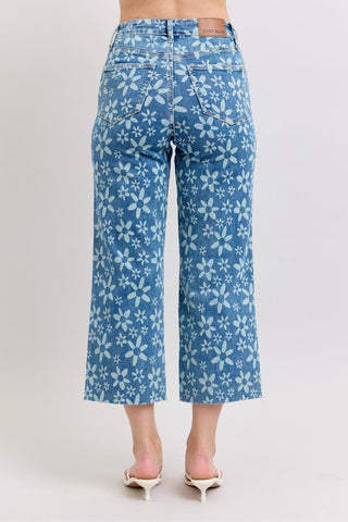 Judy Blue High Rise Flower Print Crop Jeans