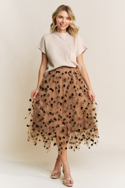 Velvet Heart Flocked Mesh Tulle Skirt