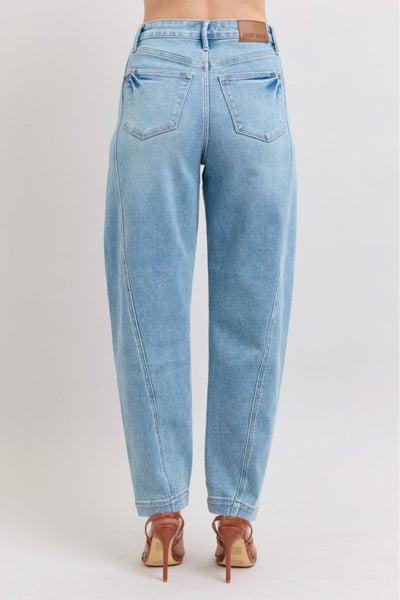 Judy Blue High Rise Side Panel Barrel Leg Jeans