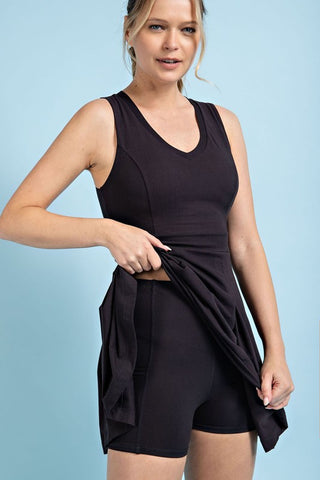 Buttery Soft V Neck Athletic Dress With Shorts