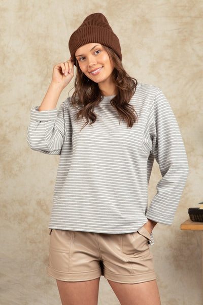 Super Soft Striped Top - H Grey