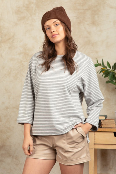 Super Soft Striped Top - H Grey