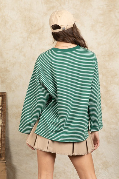 Super Soft Striped Top - Green