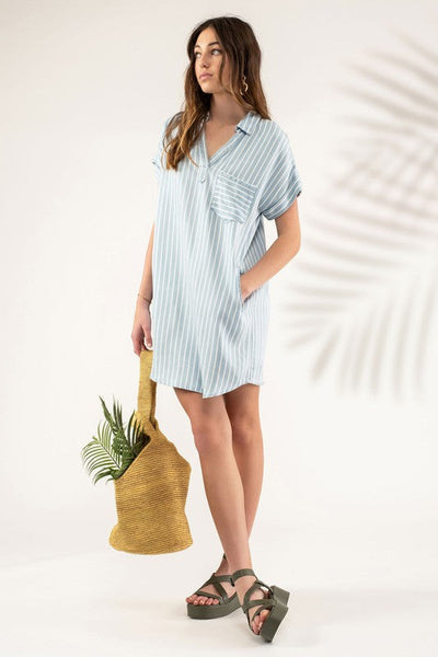 Striped Collared Chambray Dress