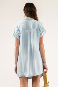 Striped Collared Chambray Dress