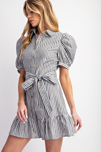 Cotton Stripe Shirt Dress