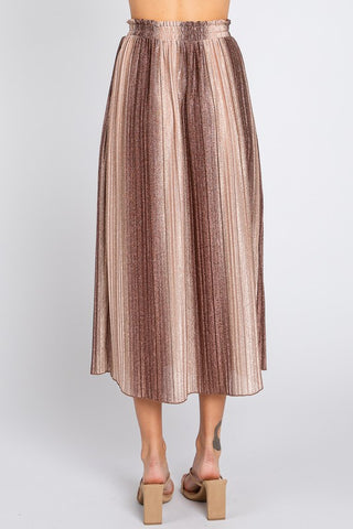 Pleated Glitter Midi Skirt