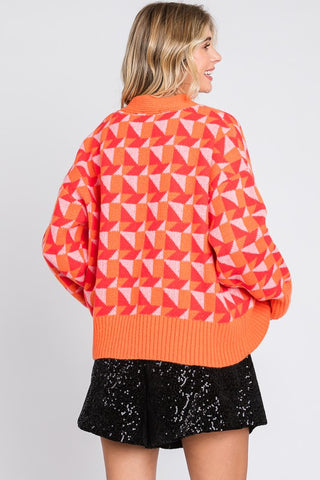 Multicolor Geometric Print Sweater