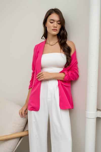 Ruched Sleeve Blazer