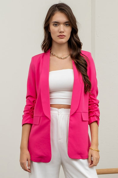 Ruched Sleeve Blazer