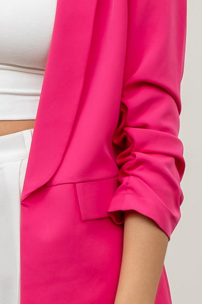 Ruched Sleeve Blazer