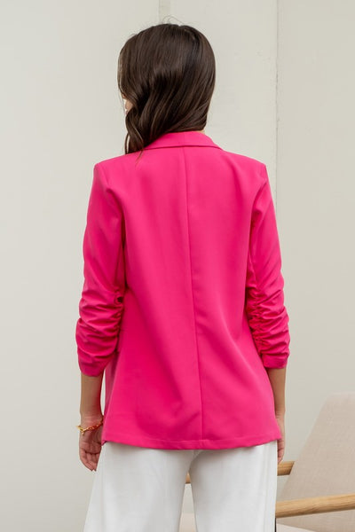 Ruched Sleeve Blazer