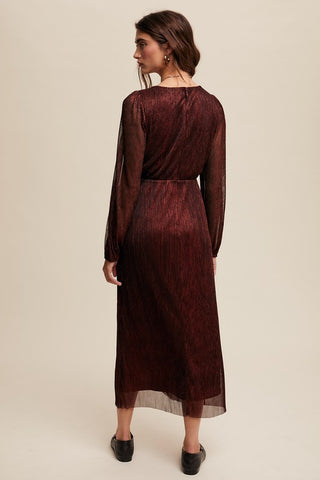 Maxi Wrap Long Sleeve Glitter Dress