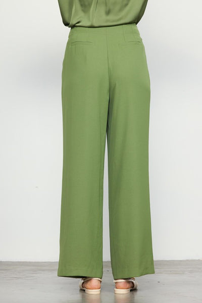 Olive Recycled Polyester Wide Leg Trouser Pants