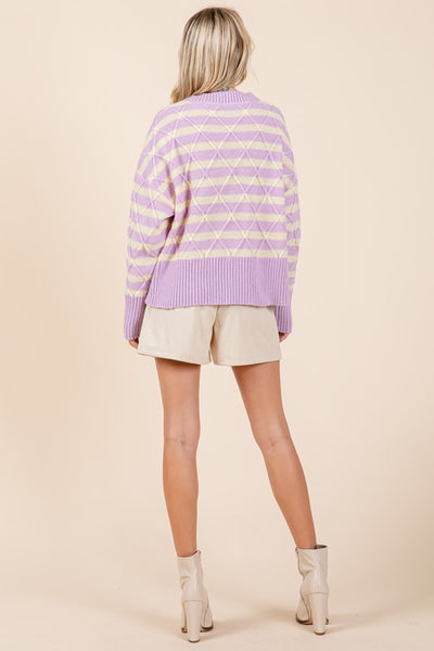 Striped & Argyle Lavender Sweater - 20 $25 Sale