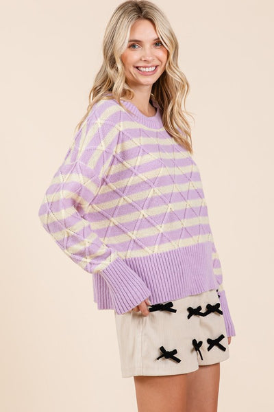 Striped & Argyle Lavender Sweater - 20 $25 Sale