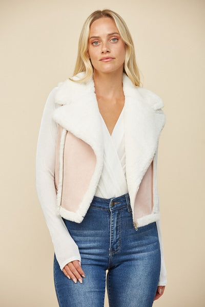 Blush & Ivory Shearling Vest