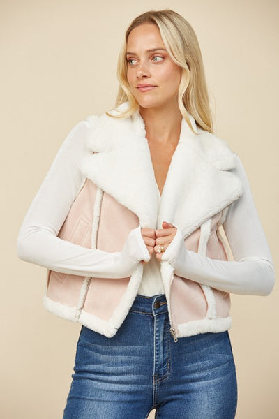 Blush & Ivory Shearling Vest