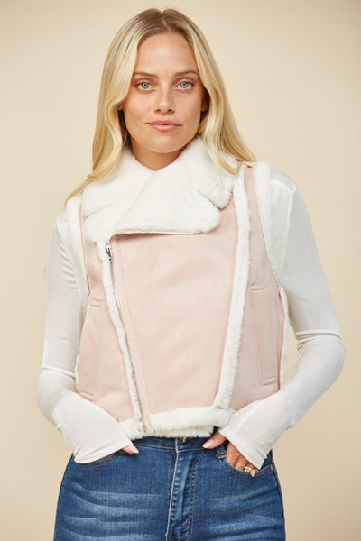 Blush & Ivory Shearling Vest