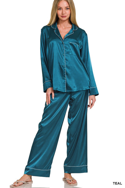 Satin Long Sleeve Pajama Set