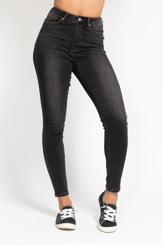 Judy Blue High Rise Tummy Control Black Wash Skinny Jeans