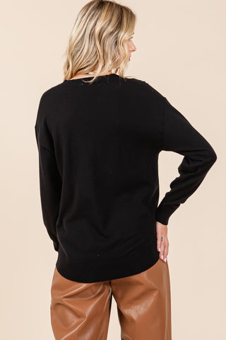 V Neck Black Sweater Top - 20 $25 Sale