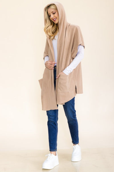 Hooded Waffle Fleece Poncho