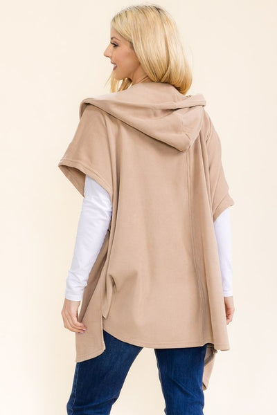 Hooded Waffle Fleece Poncho