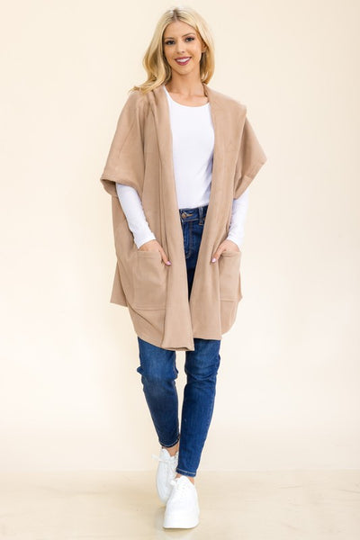 Hooded Waffle Fleece Poncho