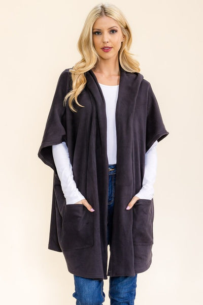 Hooded Waffle Fleece Poncho