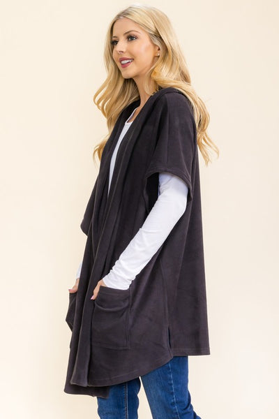 Hooded Waffle Fleece Poncho