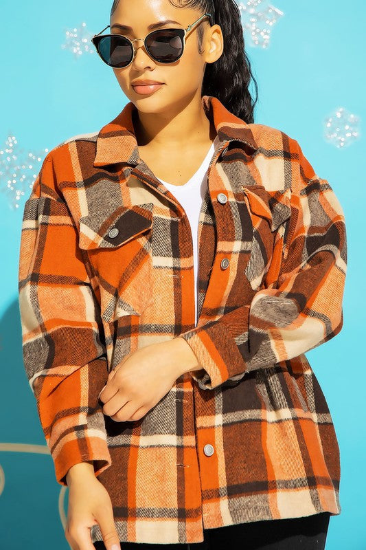 Rust Plaid Fall Shacket