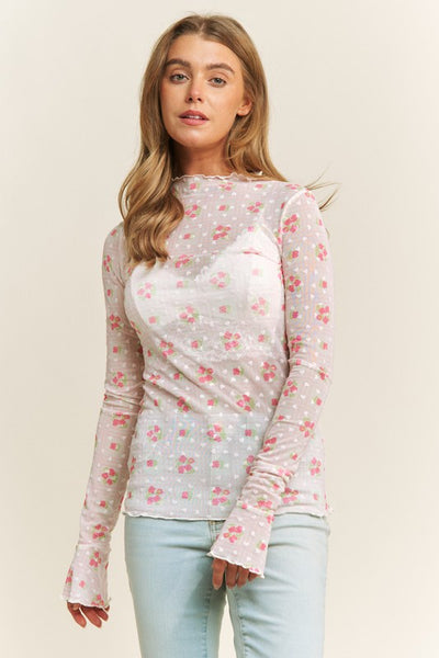 Mesh Heart Floral Top