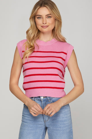 Sleeveless Striped Sweater Top