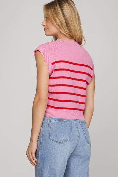 Sleeveless Striped Sweater Top