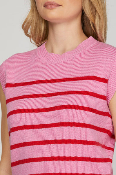 Sleeveless Striped Sweater Top