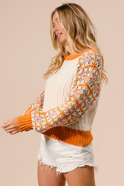 Cute Crochet Sleeve Sweater