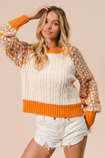 Cute Crochet Sleeve Sweater