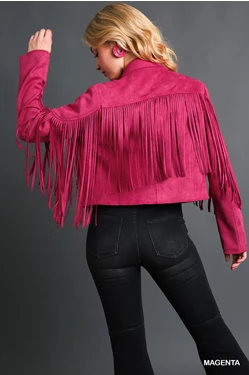 Vegan Suede Jacket with Fringe Detail