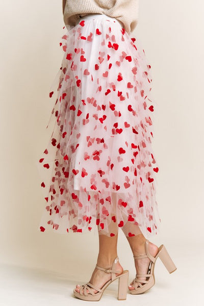 Velvet Heart Flocked Mesh Tulle Skirt