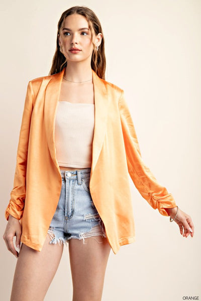 Gorgeous Orange Satin Shiny Suit Jacket