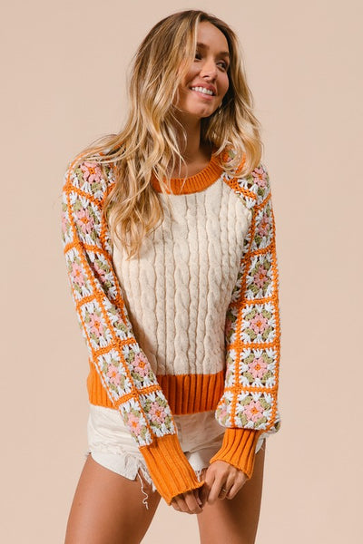 Cute Crochet Sleeve Sweater