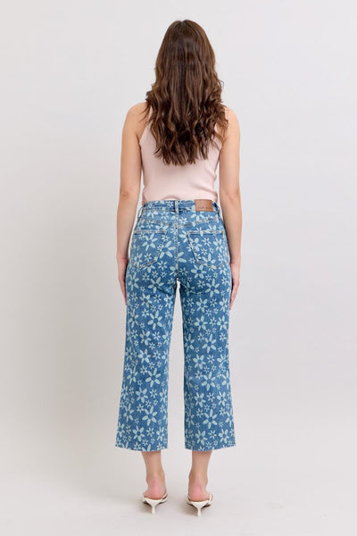 Judy Blue High Rise Flower Print Crop Jeans