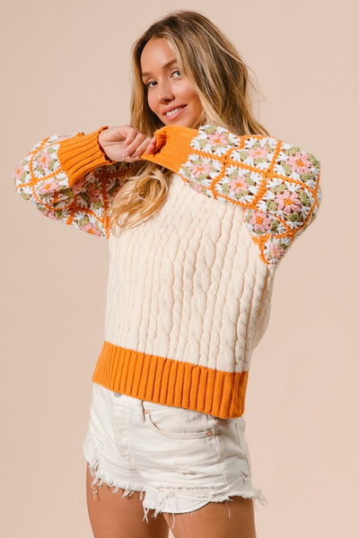 Cute Crochet Sleeve Sweater