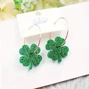 Shamrock Charm Hoop Earrings