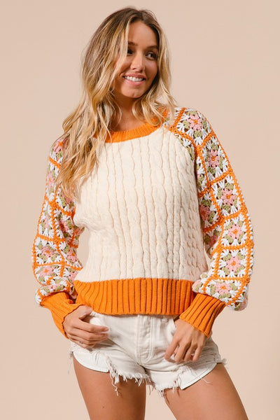 Cute Crochet Sleeve Sweater