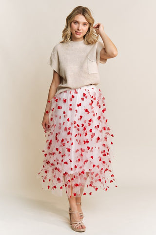 Velvet Heart Flocked Mesh Tulle Skirt